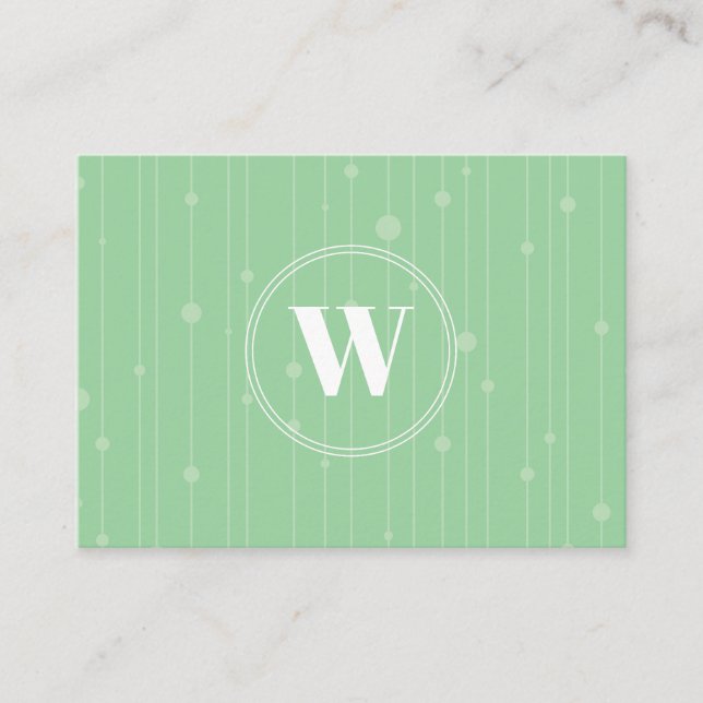Carte De Visite Couleur vert pastel de menthe design moderne monog (Devant)
