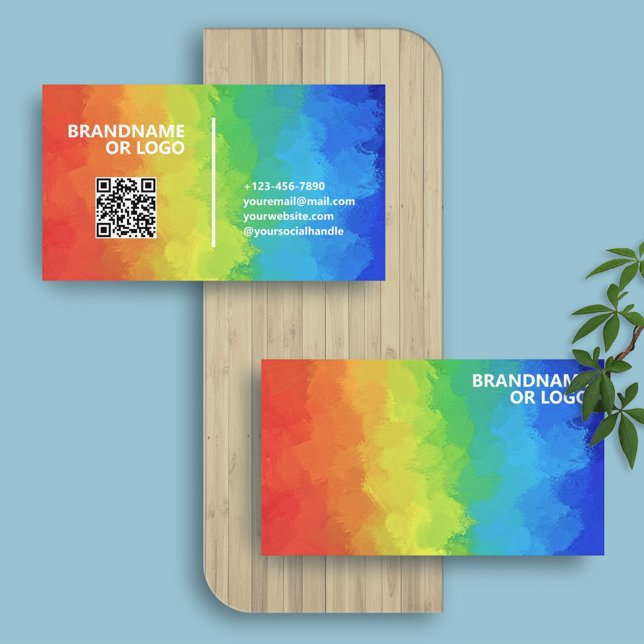 Carte De Visite Couleurs arc-en-ciel | Code QR modifiable moderne  (Créateur téléchargé)