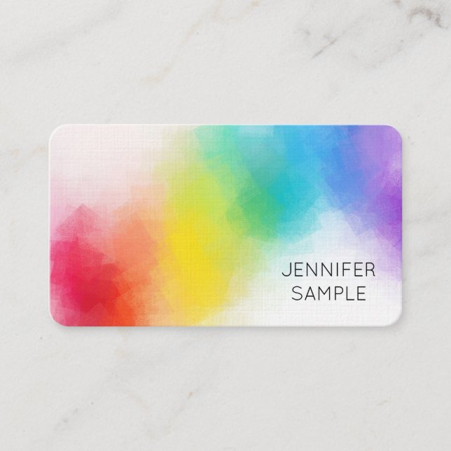 Carte De Visite Couleurs arc-en-ciel Élégant Modèle moderne Abstra (Devant)