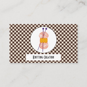 Carte De Visite Couleurs café Brown Chèques beige Motif & Knittin