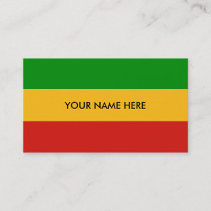 Carte De Visite COULEURS DE DRAPEAU DE RASTAFARI + votre texte