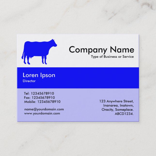 Carte De Visite Couleurs du centre - Bleu - Vache (Devant)