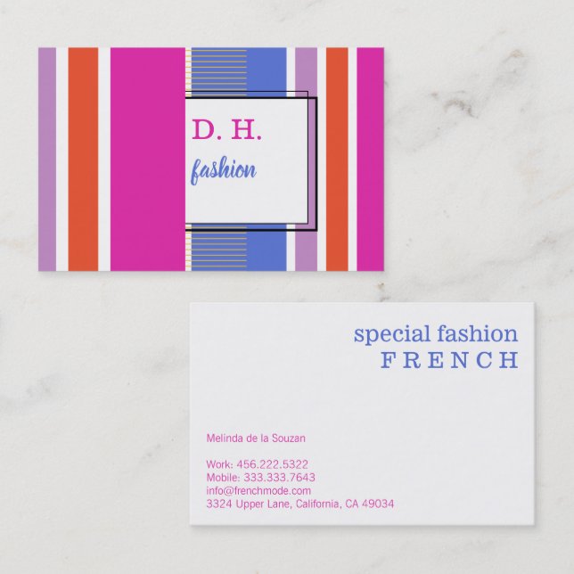 Carte De Visite Couleurs fraîches de mode cool (Devant / Derrière)