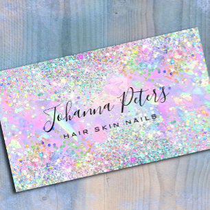 Carte De Visite couleurs pastel faux paillettes design abstrait op