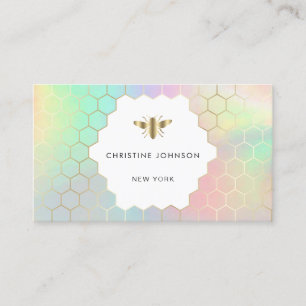 Carte De Visite couleurs pastel honeypeb hexagones abeille logo