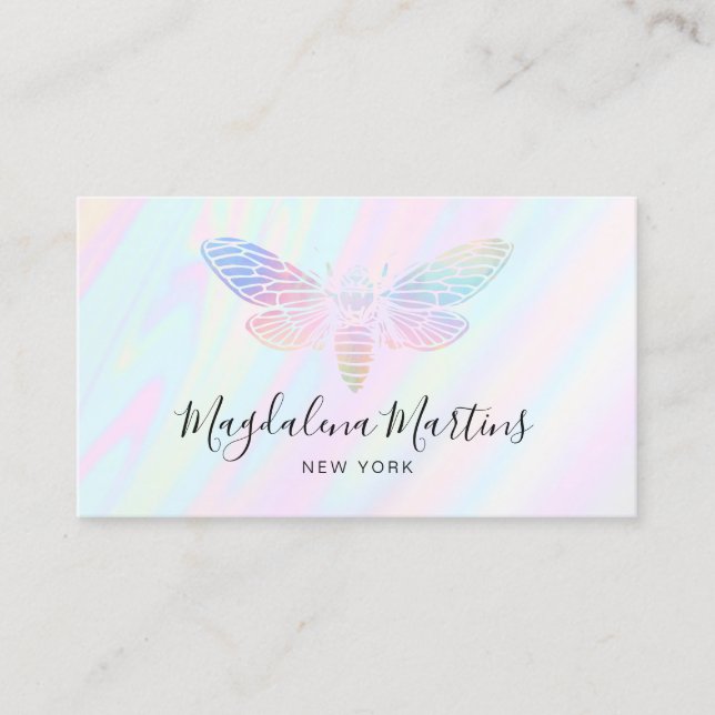 Carte De Visite couleurs pastel logo de bogue d'effet holographiqu (Devant)