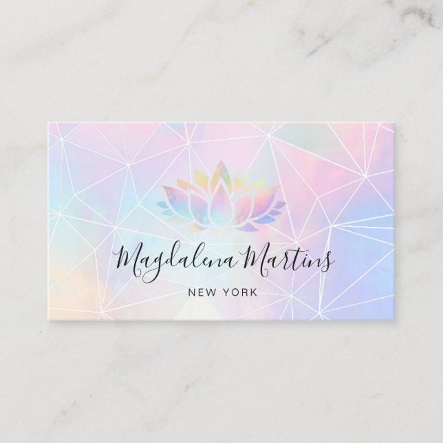 Carte De Visite couleurs pastel lotus holographiques FAUX (Devant)