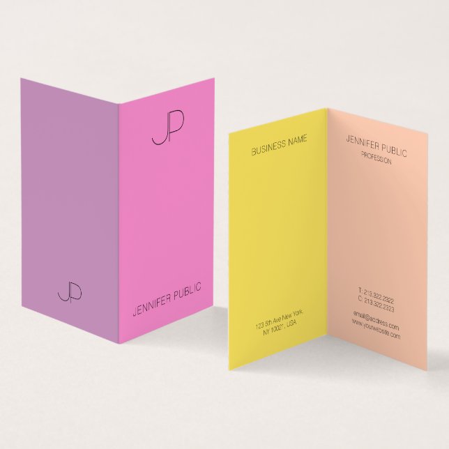 Carte De Visite Couleurs tendance Élégant Modèle Monogramme modern (Intérieur et extérieur)