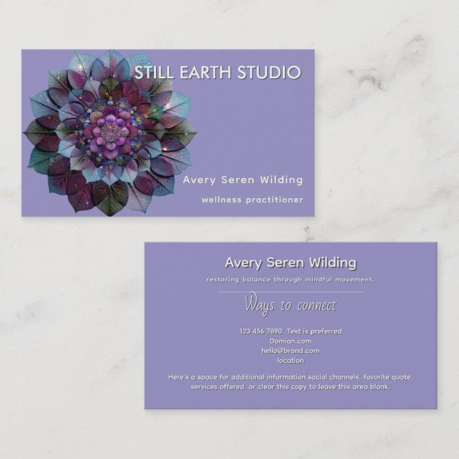 Carte De Visite Council of Leaves | Mandala Art P&B (Devant / Derrière)