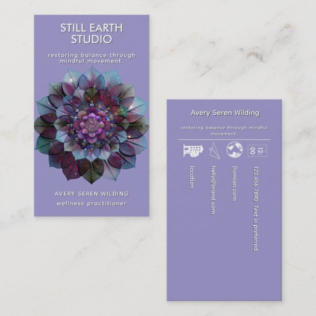 Carte De Visite Council of Leaves | Mandala Art P&B (Devant / Derrière)