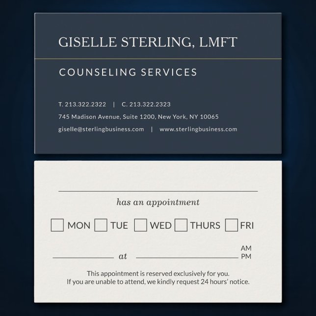 Carte De Visite Counseling Services Office Appointment Reminder (Créateur téléchargé)