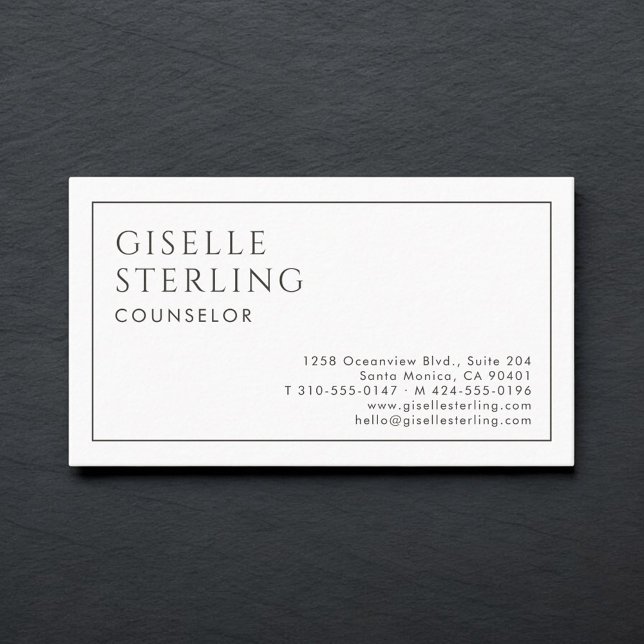 Carte De Visite Counselor Luxury Minimalist Black White (Créateur téléchargé)