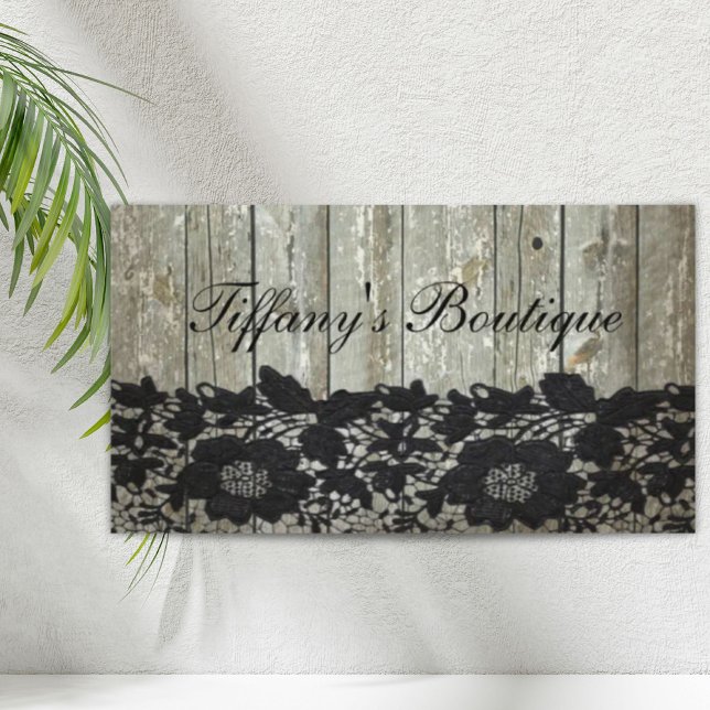 Carte De Visite country bohemian Black lace old rustic barnwood (country bohemian Black lace old rustic barnwood Business Card)
