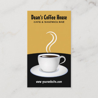 Carte De Visite Coupe blanche de café vapeur Café noir et beige