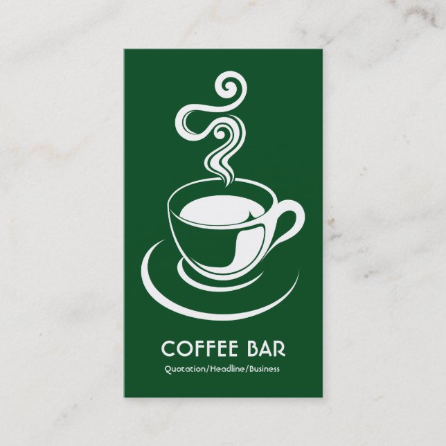Carte De Visite Coupe de café vertical - blanc et vert foncé 02481 (Devant)
