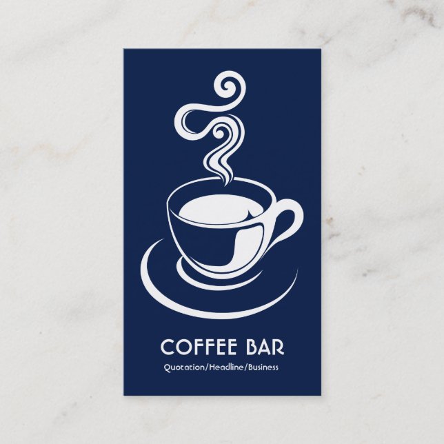Carte De Visite Coupe de café vertical - Bleu blanc et bleu foncé  (Devant)