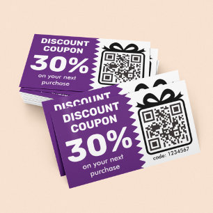 Carte De Visite Coupon de réduction numérique avec logo de code QR