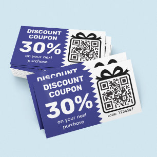 Carte De Visite Coupon de réduction numérique avec logo QR Code Bl