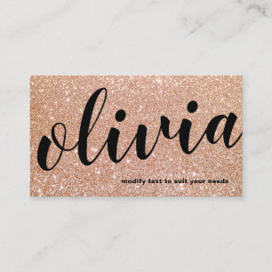 Carte De Visite Courant Bold Rose Gold Parties scintillant Script