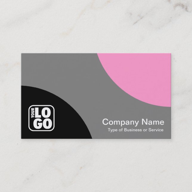 Carte De Visite Courbes alternatives - Gris noir et rose (Devant)