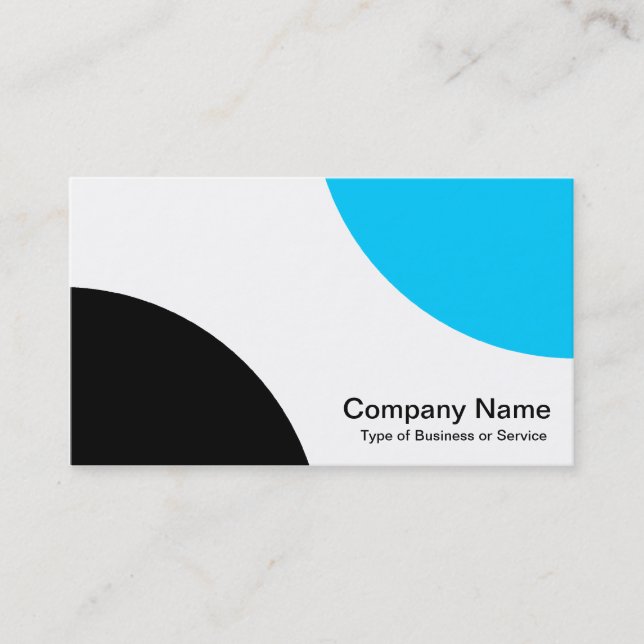 Carte De Visite Courbes alternatives - noir et bleu ciel (Devant)