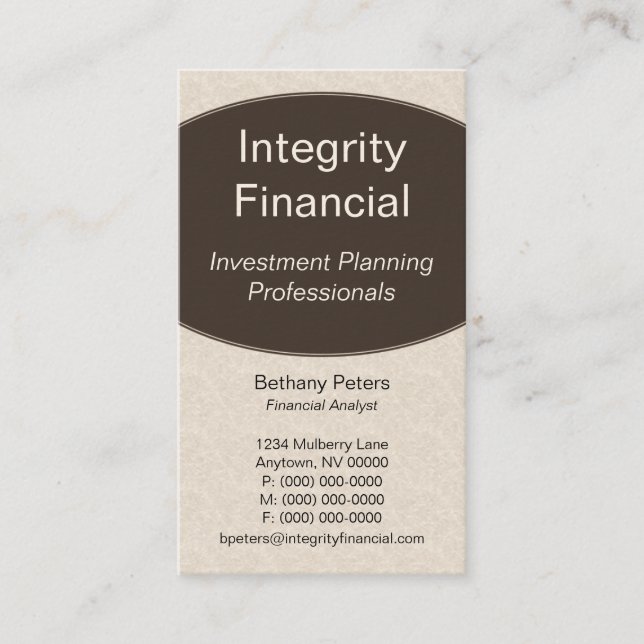 Carte de visite Courbes exécutives, Espresso (Devant)