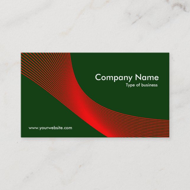 Carte De Visite Courbes - Rouge sur vert foncé 003300 (Devant)