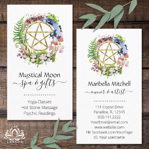 Carte De Visite Couronne de fleurs de pentacle de nature Boho