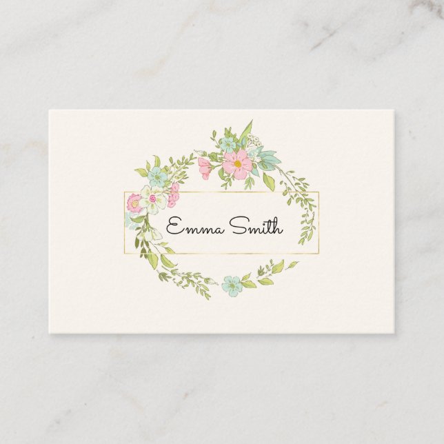 Carte De Visite Couronne de fleurs élégante (Devant)