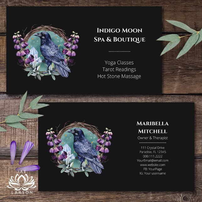 Carte De Visite Couronne de fleurs violettes Celestial Raven Cryst (Créateur téléchargé)