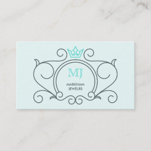 Carte De Visite Couronne de logo artistique diamant gemme gris aqu