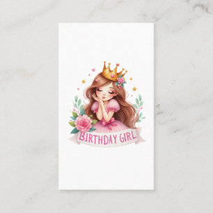 Carte De Visite Couronne de princesse pour fille d'anniversaire