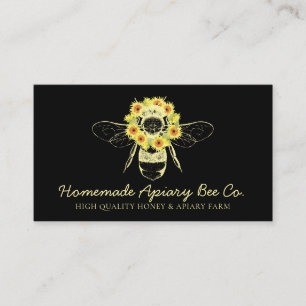 Carte De Visite Couronne de Tournesol Noir Abeille Apiculteur Agri