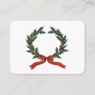 Carte De Visite Couronne de vœux de Noël - Classique rouge et vert