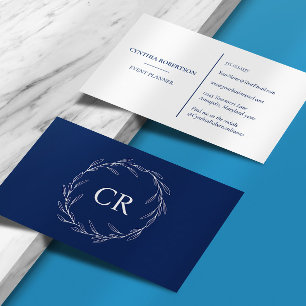 Carte De Visite Couronne d'olivier minimaliste élégante bleu profo
