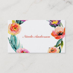 Carte De Visite Couronne florale aquarelle fleurie vive et audacie