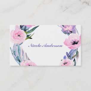 Carte De Visite Couronne florale aquarelle fleurs élégantes chic