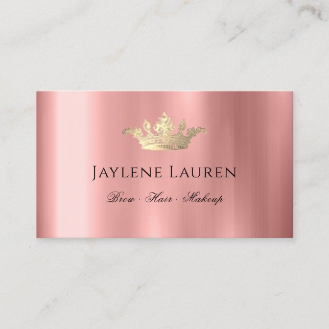 Carte De Visite Couronne Glam Tendance Rose Or (Devant)