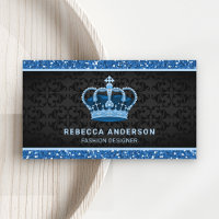 Couronne Royale Faux Paillettes Bleues Damassé Noi