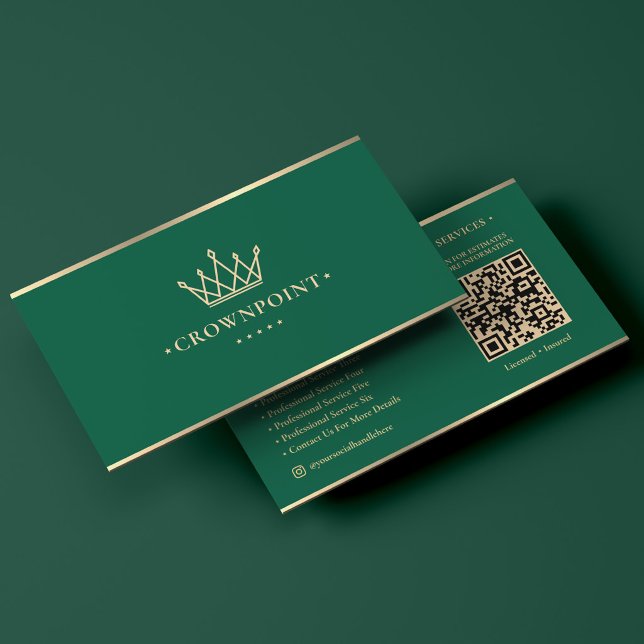 Carte De Visite Couronne Royale Luxe Professionnelle Vert Foncé Ro (Luxury Professional Crown Dark Green Royal Business Card
)