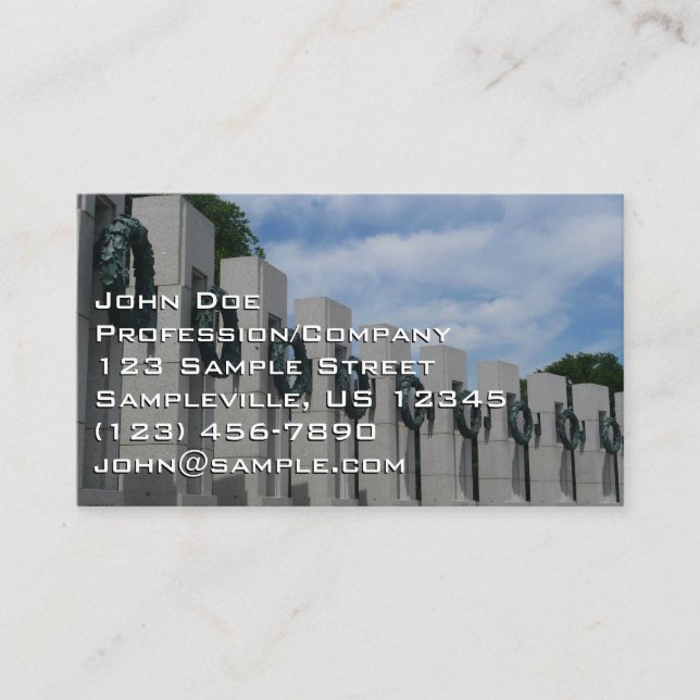 Carte De Visite Couronnes du Mémorial de la Seconde Guerre mondial (Devant)