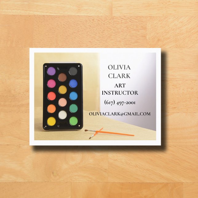 Carte De Visite Cours d'art enseignant d'art blanc (Art Teacher Business Card White )