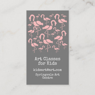 Carte De Visite Cours d'art pour enfants affaires flamingo mignonn