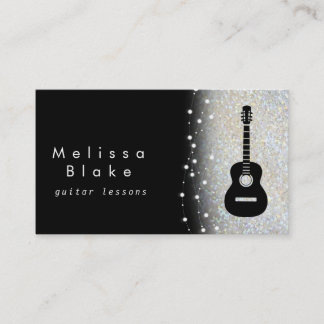 Carte De Visite cours de guitare argent ombre faux parties scintil