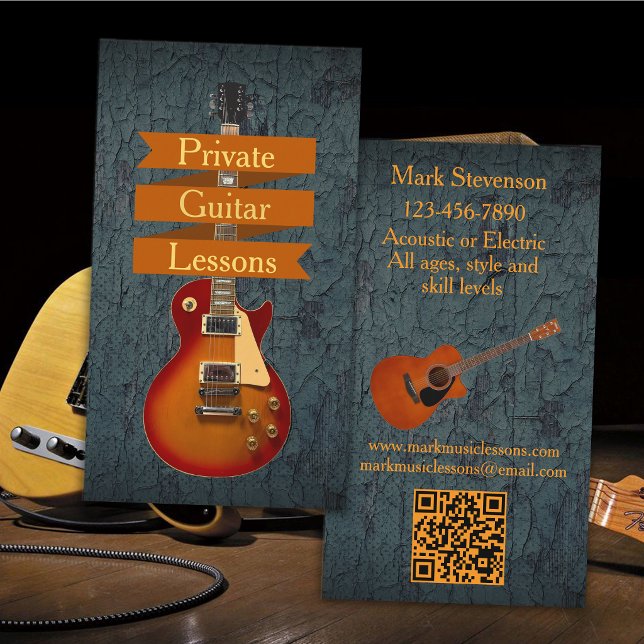 Carte De Visite Cours de Guitare Privés (Créateur téléchargé)