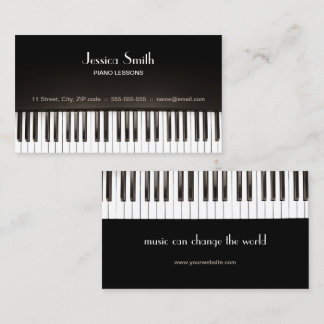 Carte De Visite Cours de musique pour professeur de piano Noir