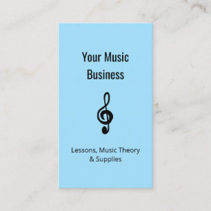 Carte De Visite Cours de musique QR code Simple Treble Clef Blue