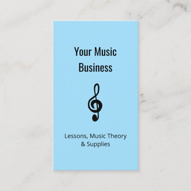 Carte De Visite Cours de musique QR code Simple Treble Clef Blue (Devant)