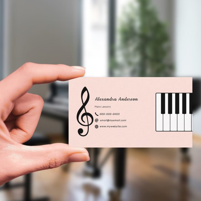 Carte De Visite Cours de piano (Piano Lessons Business Card)