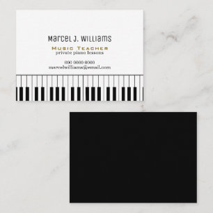 Carte De Visite Cours de piano Professeur de musique noir/blanc